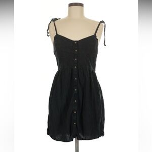 Aerie Black Button-Front Midi Dress